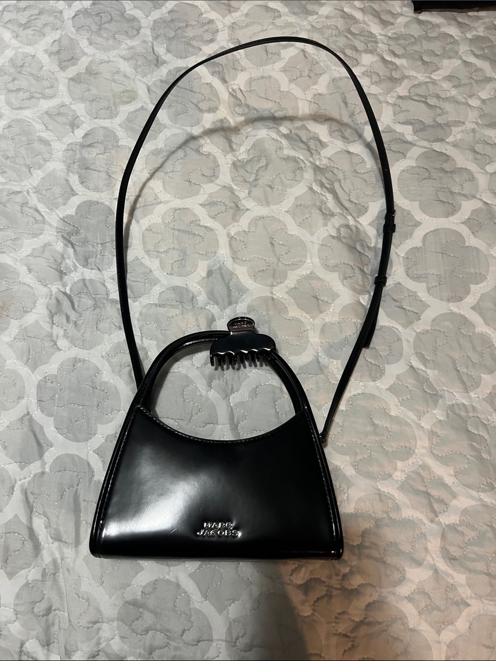 Marc Jacobs Claw Clip Bag Black Patent Mini Top-Handle Shoulder Bag